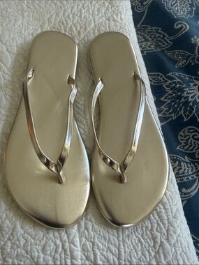 Source Unknown Metallic Silver Flip Flop Sandals